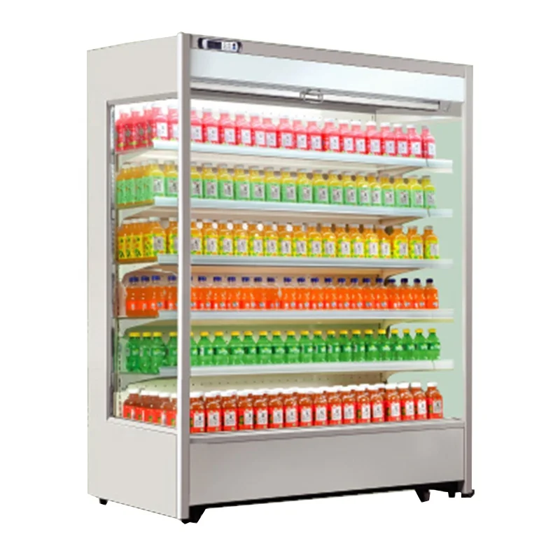 Supermarket air curtain cabinet multideck display chiller with led light