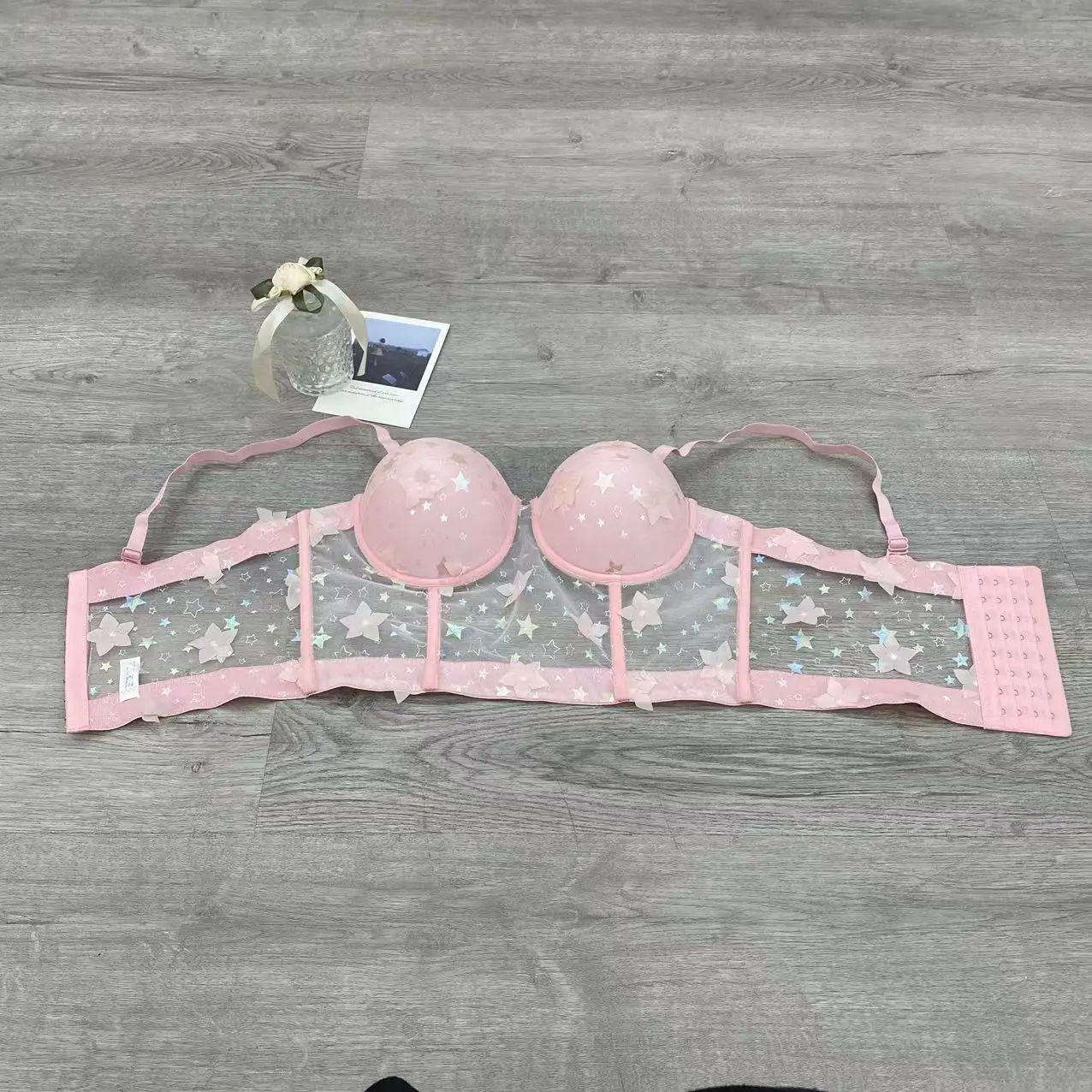 Star Three-dimensional Bing Bing Print French Floral Summer Mesh Corset Top Sequined Sexy Tops For Women Standard Bustiers