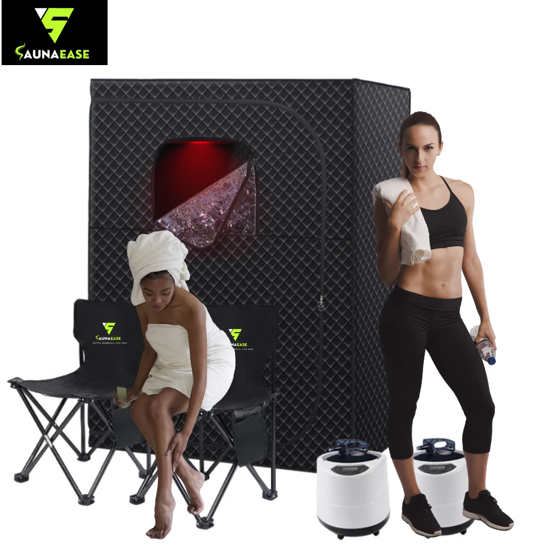 Spacious Double Capacity Cube Sauna for 2 Person with Infrared Red Light Therapy Outdoor & Indoor Sauna Kit