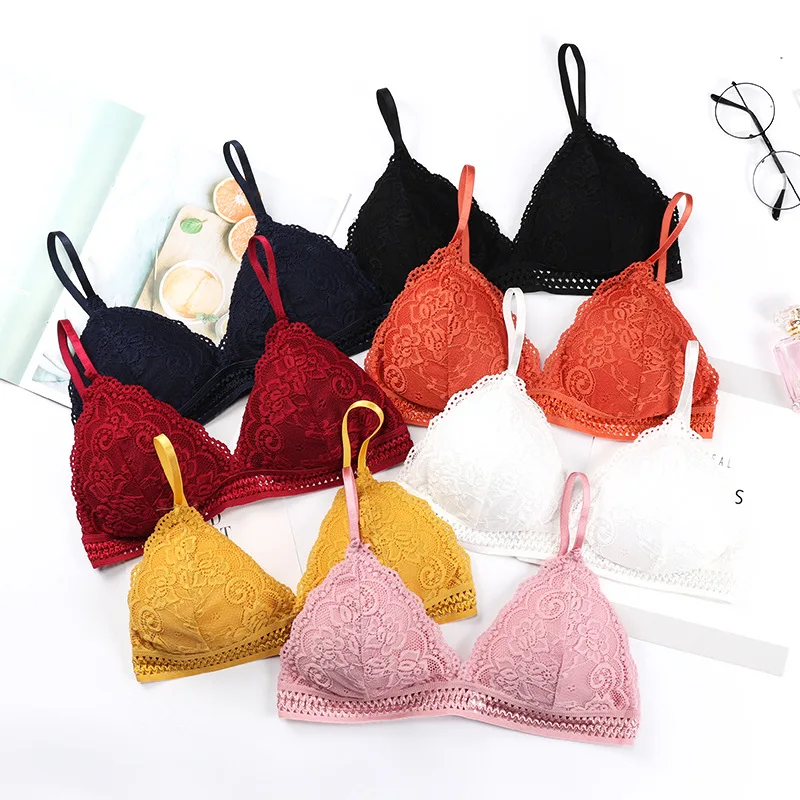 Wholesale Seamless Deep V Lace Girl Women Bra Wireless Thin Underwear Sexy Lingerie Soft Bras For Women