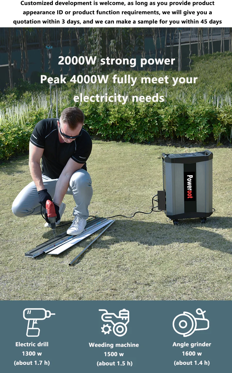 Portable Power Generator2000W Solar Rechargeable Station For Outdoor Emergency Power Supply