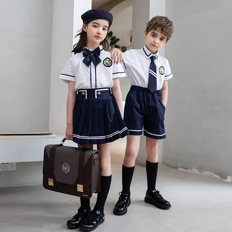 Элегантный стиль Международная униформа для детского сада простая современная школьная форма дизайнерская рубашка мальчиков и девочек комплект начальной школы