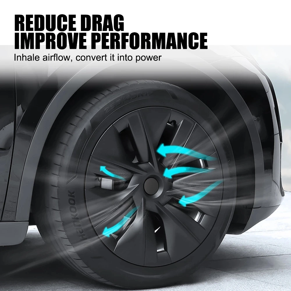 DIY Car Wheel Hub Cap 19 Inch Full Cover Hubcap Black Carbon Fiber Decorative Automotive Accessories For Tesla Model Y 2021 2022