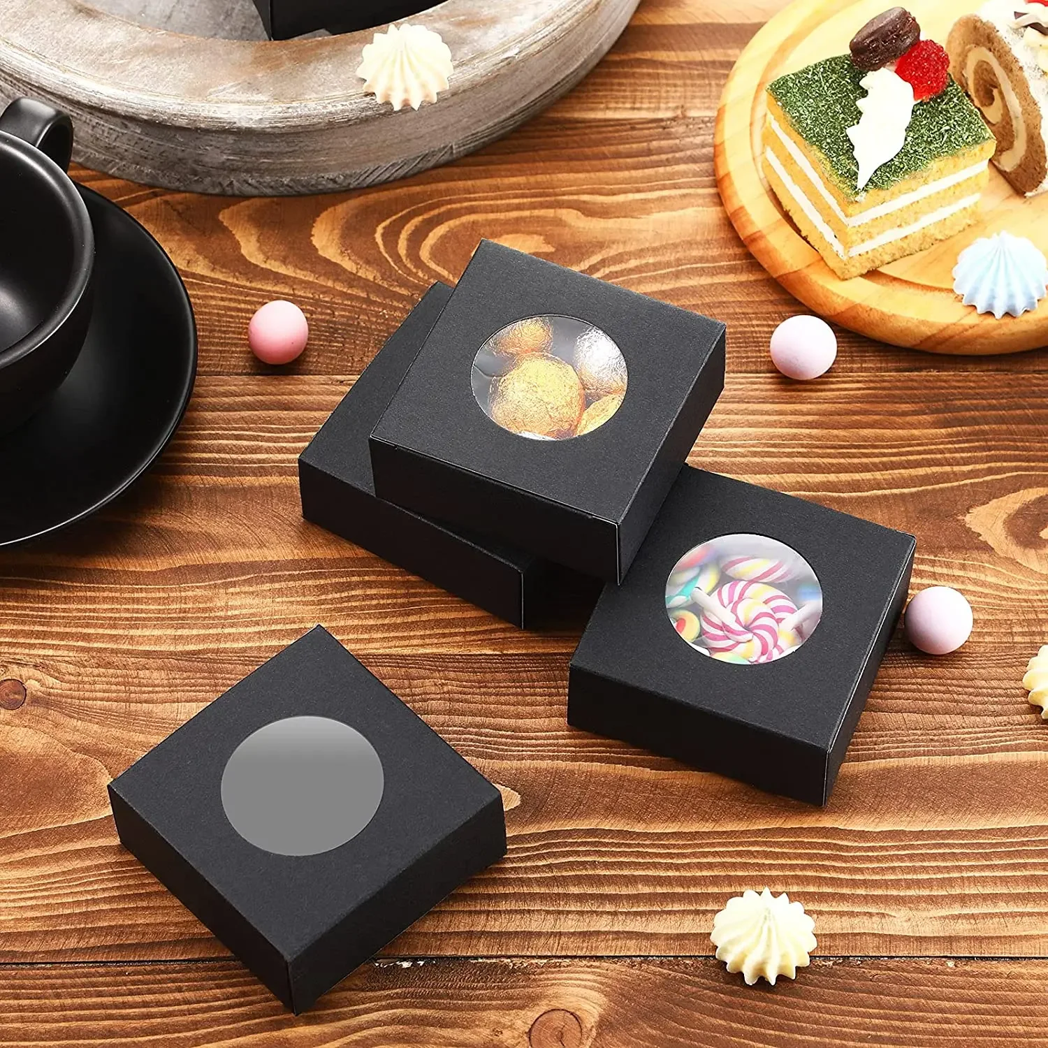 Wholesale Recyclable Cheap Folding Packaging Box Kraft Paper Cake Box With Window