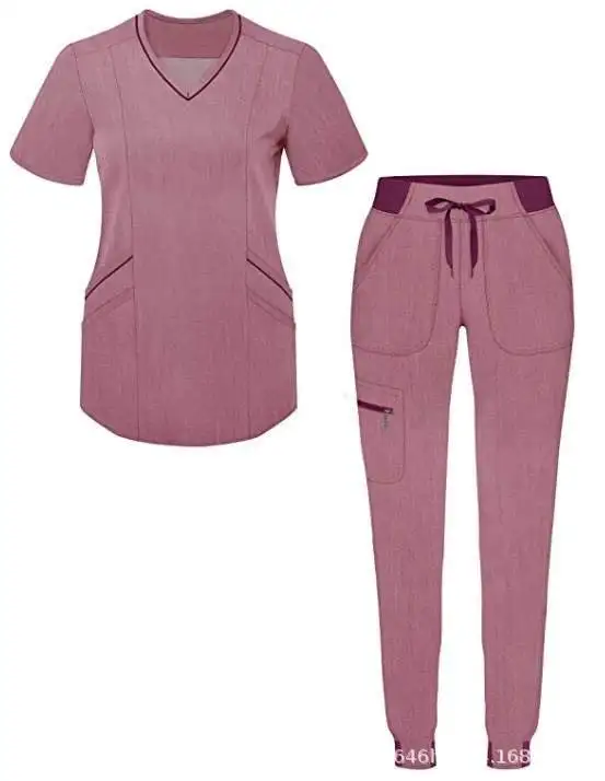V-neck Scrubs Uniforms Jogger Scrubs Women Medical Scrubs