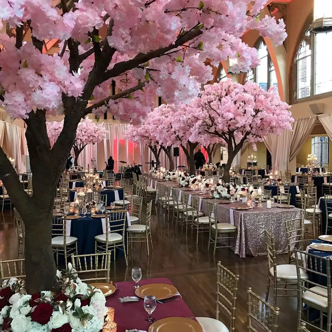 pink  indoor cherry blossom sakura tree arches flower wedding decor cherry blossom tree artificial trees