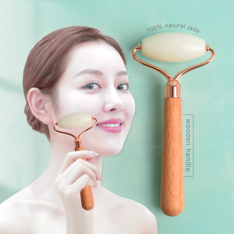 
White massager facial stone roller jade guasha 