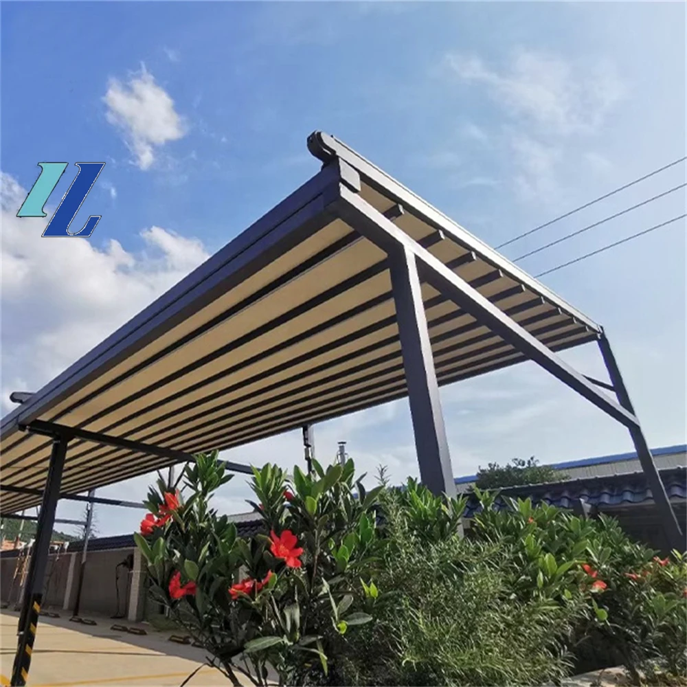 Outdoor Pavilion Modern Style Galvanized Steel Patio Gazebo with Overhang Slope-design Double Roof