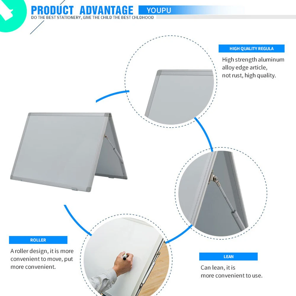 Folding Magnetic Whiteboard With Aluminum Frame Folding Portable Double-Sided Magnetic Whiteboard For Children