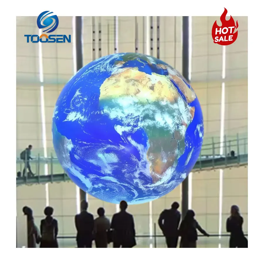 Toosen P1.5 P1.8 P2 P2.5 Sphere LED Display Diameter1m/1.2m/1.5m/2m/3m Earth Creative Spherical LED Video Globe Screen Ball Wall