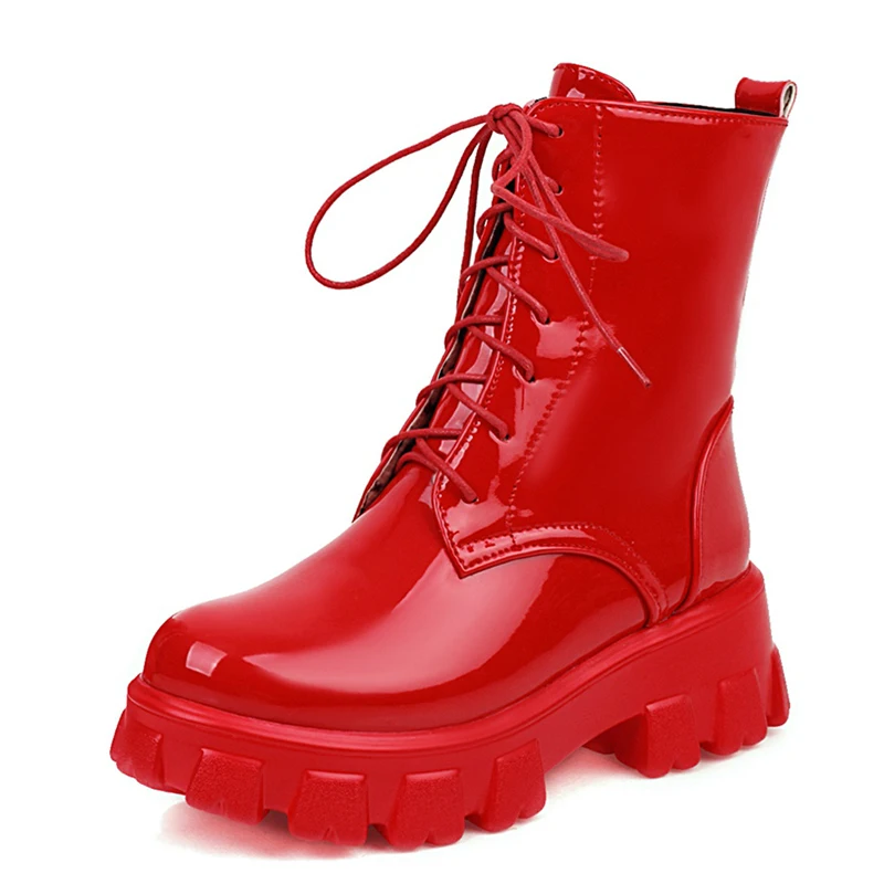 
2021 Winter Army Military Boots Women High Heels Leather Boots with Zipper Lace Up Ankle Boots Ladies Motorcycle Casual Big Size 