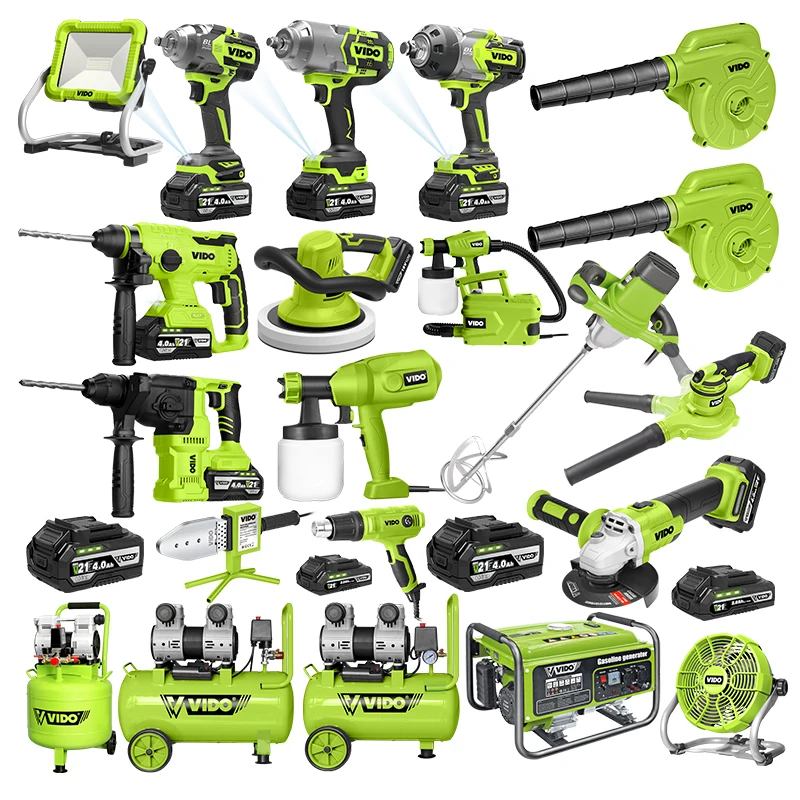 VIDO 20v 10 pcs cordless tool combo kits power drills power tool sets for house