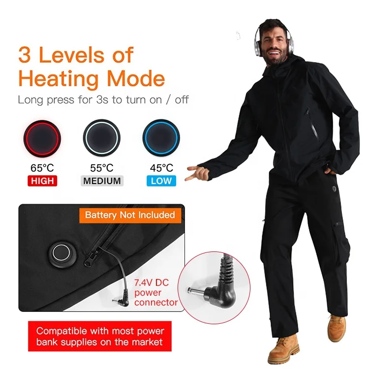 Reflective Padded Winter Knitted Fabric Heated Pants 7.4V Motorcycle Heated Pant shopify Unisex Battery Heated Pants