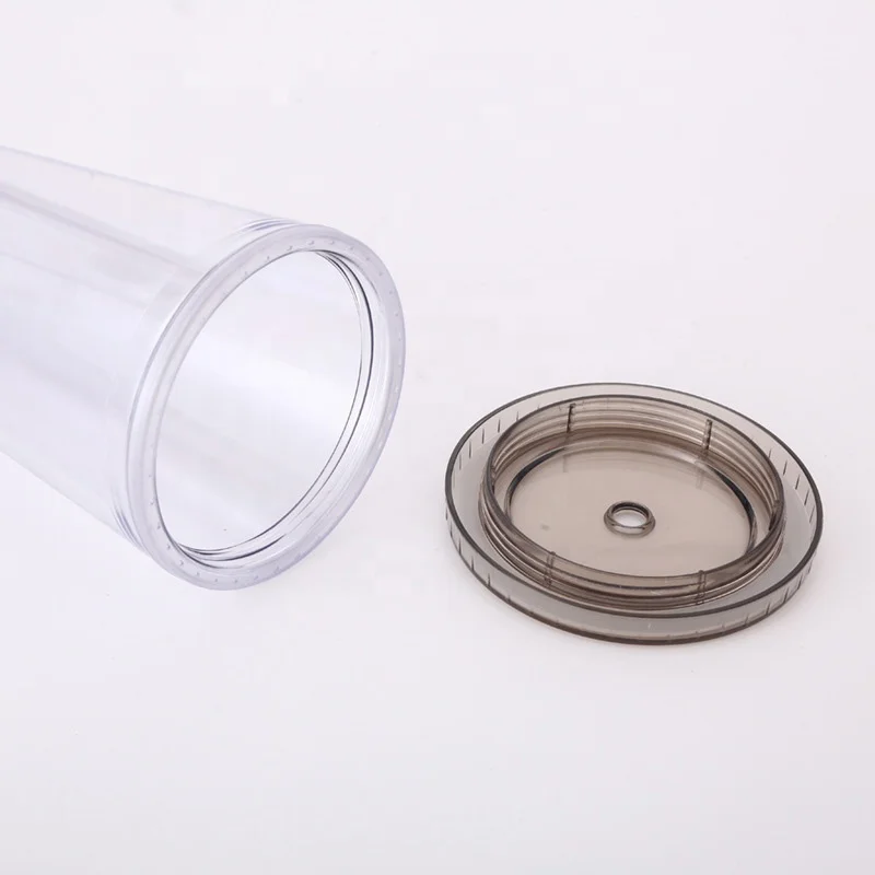 In Strock Classic Double Wall Tumbler Cup 16 oz Clear Insulated Acrylic Plastic Tumbler with Lid and Reusable Straw