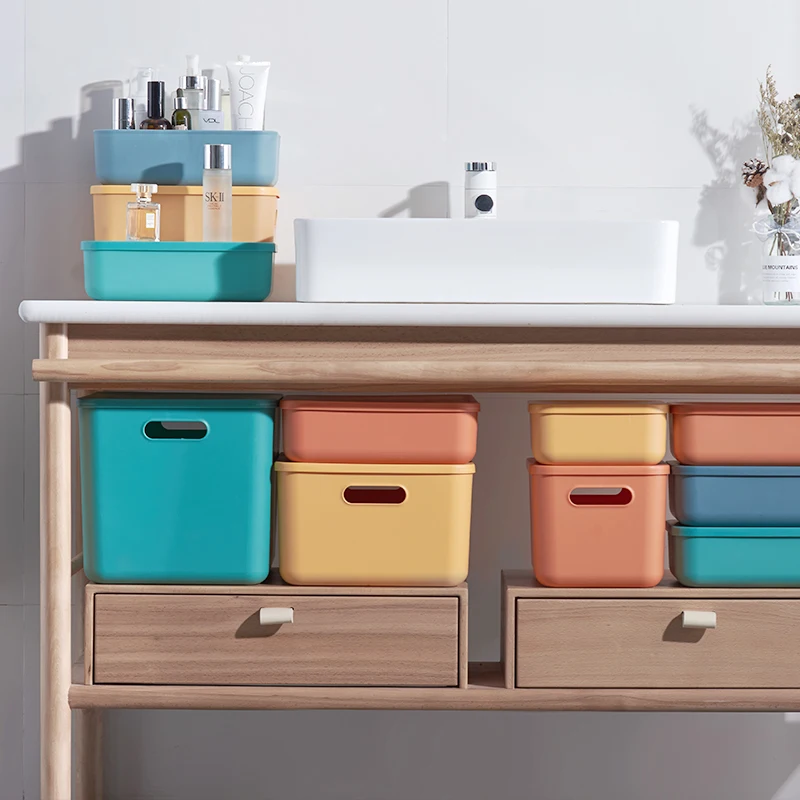 Waterproof Plastic Storage Box Sundries Box Organizers Home Closet Cosmetics Storage Basket With handle storage boxes & bins