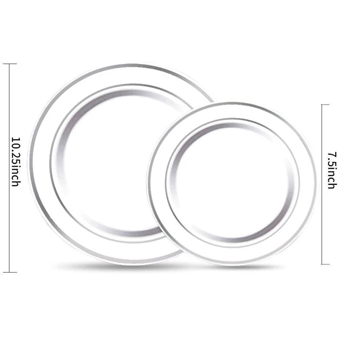 luxury dinnerware hard plastic plates set 25pcs clear plastic plates disposable decorative party plastic plate set