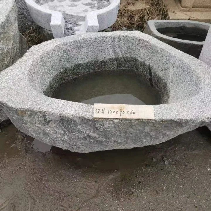 Natural outside and flat inside natural black stone troughs