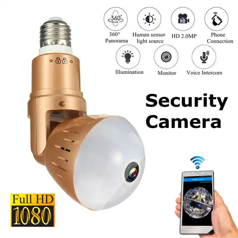  Wireless Security Light With Camera Flash HD Led WIFI Hidden Night Bulb Cameras 360 IP Pinhole Baby Nanny