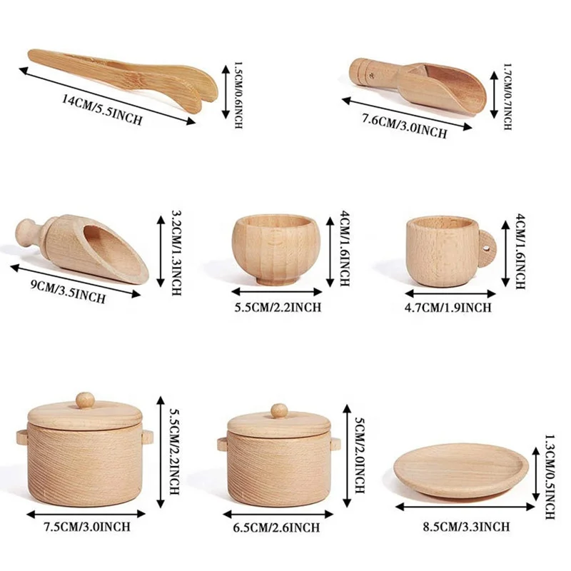 Kids Waldorf Toys 9 Pcs Fine Motor Learning Toddlers Preschool Educational Toys Montessori Sensory Bin Toys Tools
