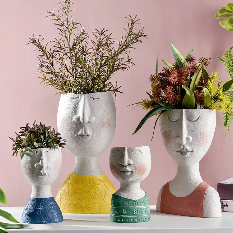 Ваза, украшение для дома, счастливая семья, как скульптура, цветок, украшение для дома из смолы