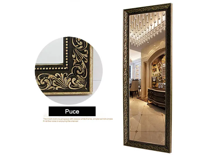 Hot sale Eco-friendly anti-explosion wood framed wall mounted glass mirror