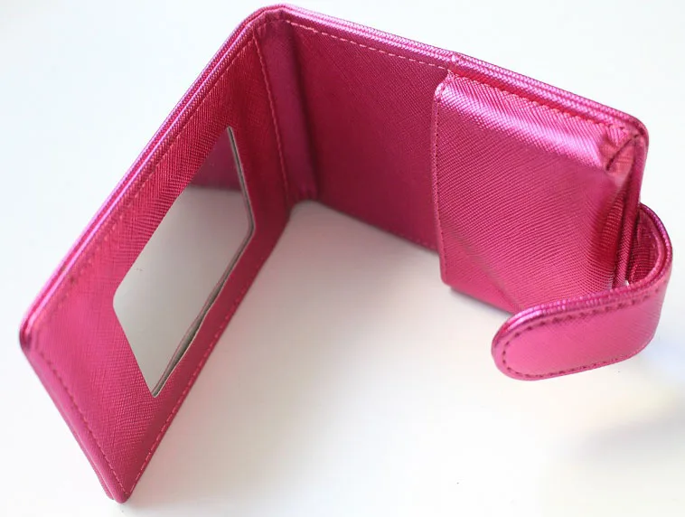 Mini cosmetic organizer manufacturer glitter saffiano faux leather lipstick case with mirror