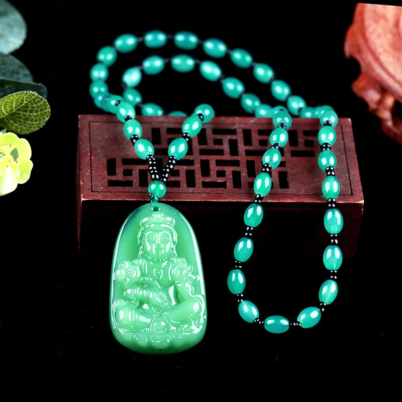 Хрустальный нефритовый кулон с пряжкой ruyi для мужчин Guanyin Будда natrual stone mala Бусы и женщин