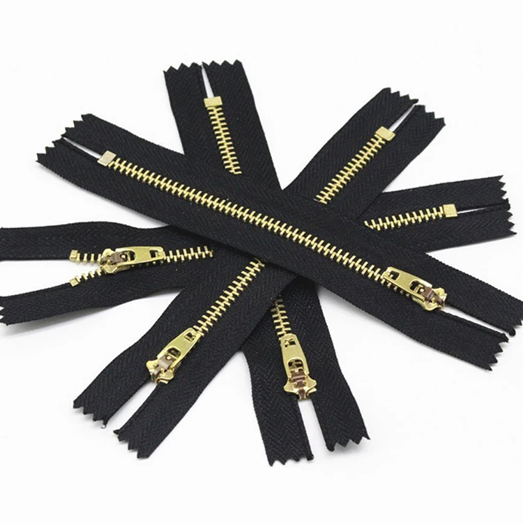 Custom Denim Zippers Tape #3#5 Closed End Brass Zip Semi-lock Sliders Cremallera Metal Zipper For Jeans Clothes Garment Handbags