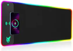 Нескользящее резиновое основание Беспроводная зарядная панель RGB светодиодный игровой коврик для мыши Компьютерная клавиатура Коврик игр MacBook ПК