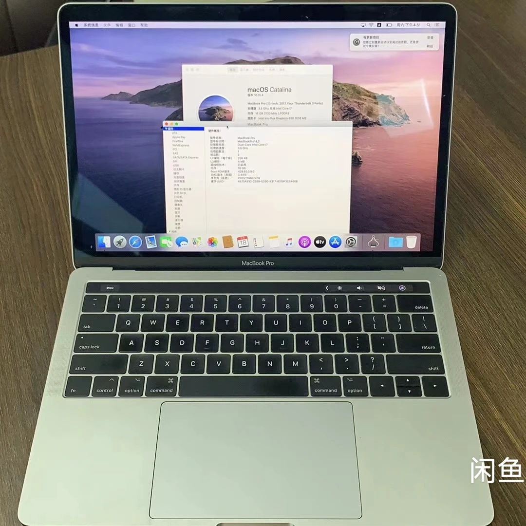 Used Original Laptop for Apple macbook retina 13.3 inches A1706 3.5ghz 16gb 256GB SSD i7 2017 year laptop