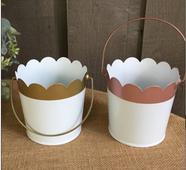 Factory sale Metal Rustic Galvanized Shabby Chic Flower Girl Bucket for wedding accessory wedding bucket pail with handle