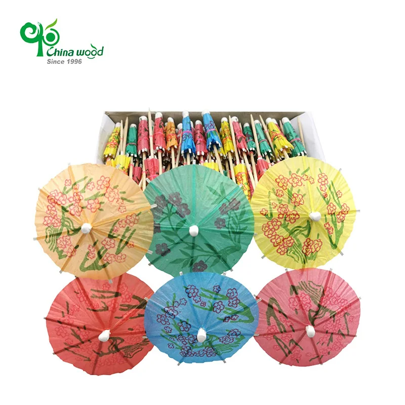 Yada wholesale wooden decorative toothpicks mini paper umbrella tooth Picks For Short Party