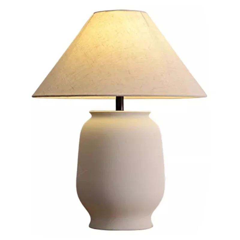 Wabi-sabi Style Room Decoration Ceramic Table Lamp Simple Retro Bedroom Bedside sofa Side Cabinet Lighting Ornaments Desk Lamp