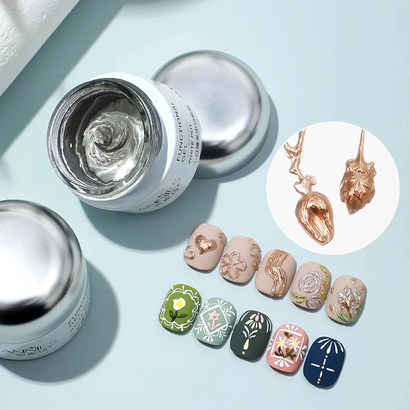 20g Magic Mirror Powder Gel Nail Glue Brush on Nail Modeling Gel Glue Solid Nail Glue Gel 3d