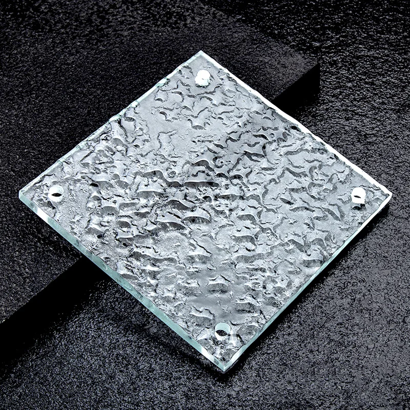High Quality for Facade Polished Clear Square with Patterns Crystal Bricks Transparent Hanging Piece  Glass Block