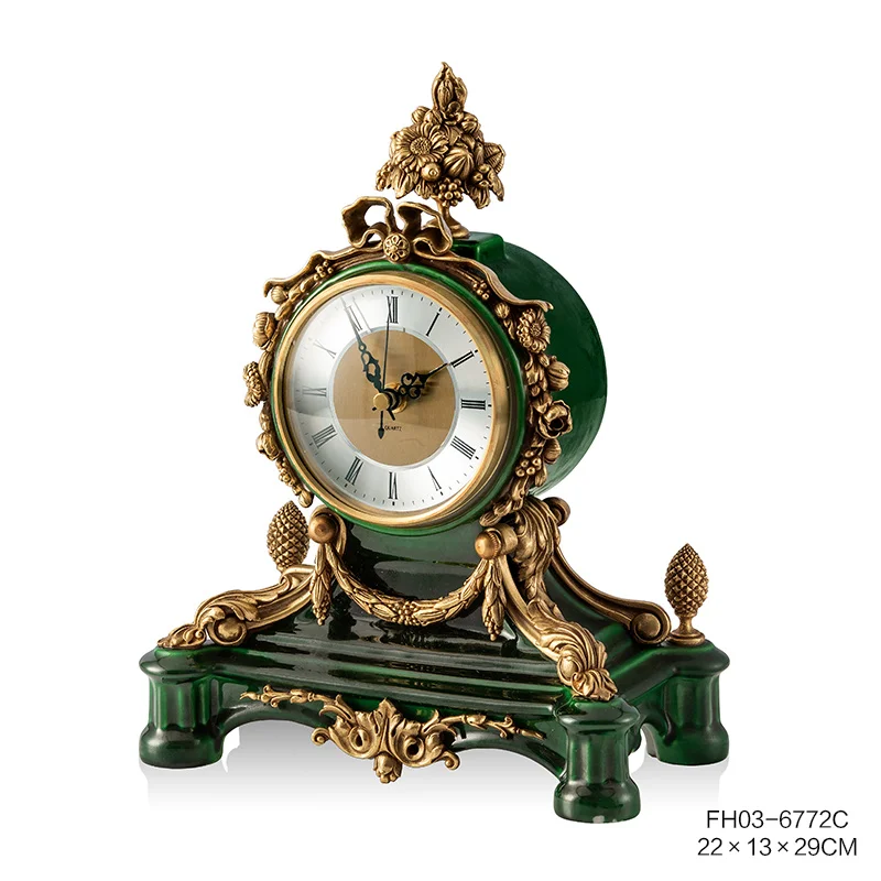 Настольные часы в европейском стиле для украшения дома французские Роскошные красные керамические из чистой меди с ангелом