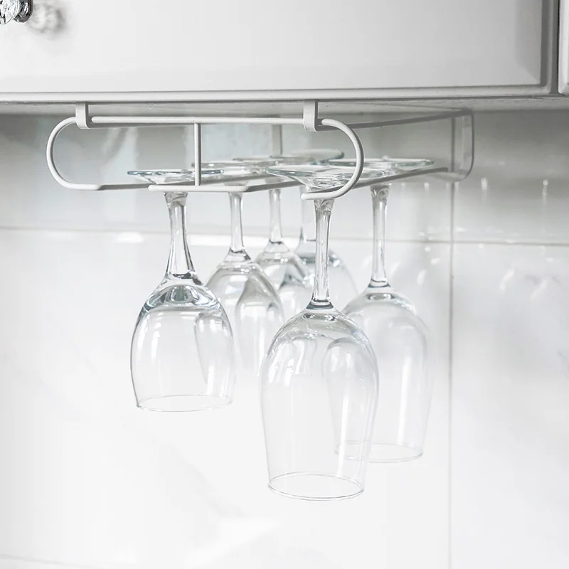 bar kitchen under cabinet shelf Wine cup Glass stemware hanging rack Organizer Storage Hanger Under Cabinet Wine Glass Holder