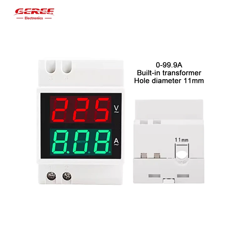 D52-2042 AC Voltage Ammeter Digital and Dual display AC110V 220V 380V Household Multimeter for Three-phase Din Rail Voltmeter