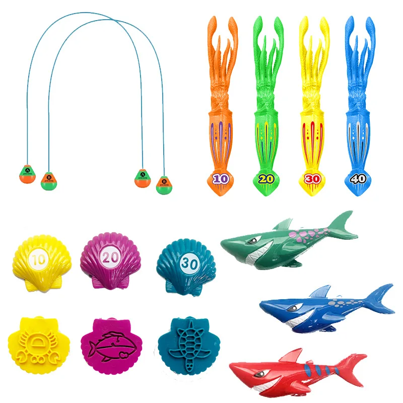 Factory Custom new design dive shark ring grass torpedo octopus Underwater swimming pool diving toy for sale kids diving animals