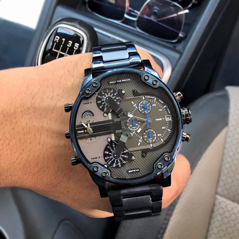 DZ7371/DZ7396/DZ7399/DZ7414Mr папа 2,0 золотые мужские часы-хронограф с несколькими часовыми поясами и коробками