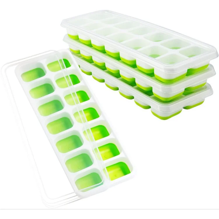 Custom Honeycomb Stackable Durable 14 Holes Silicone Square Shape Prevent Spill Cube Tray No Spill Ice Mold