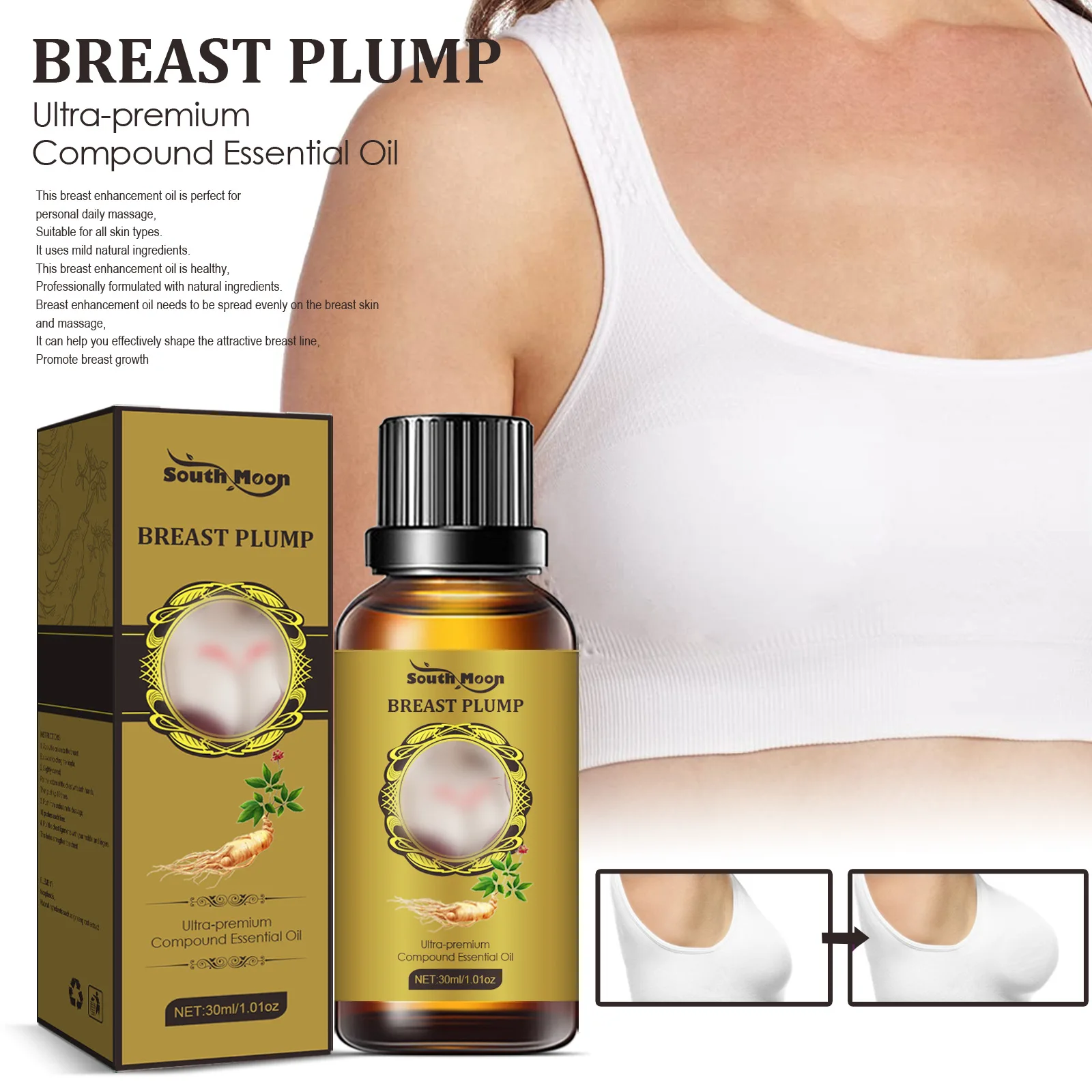 South moon beauty milk serum oil rich rhyme beauty milk breast plump and tight lifting nursing massage serum oil 30ml