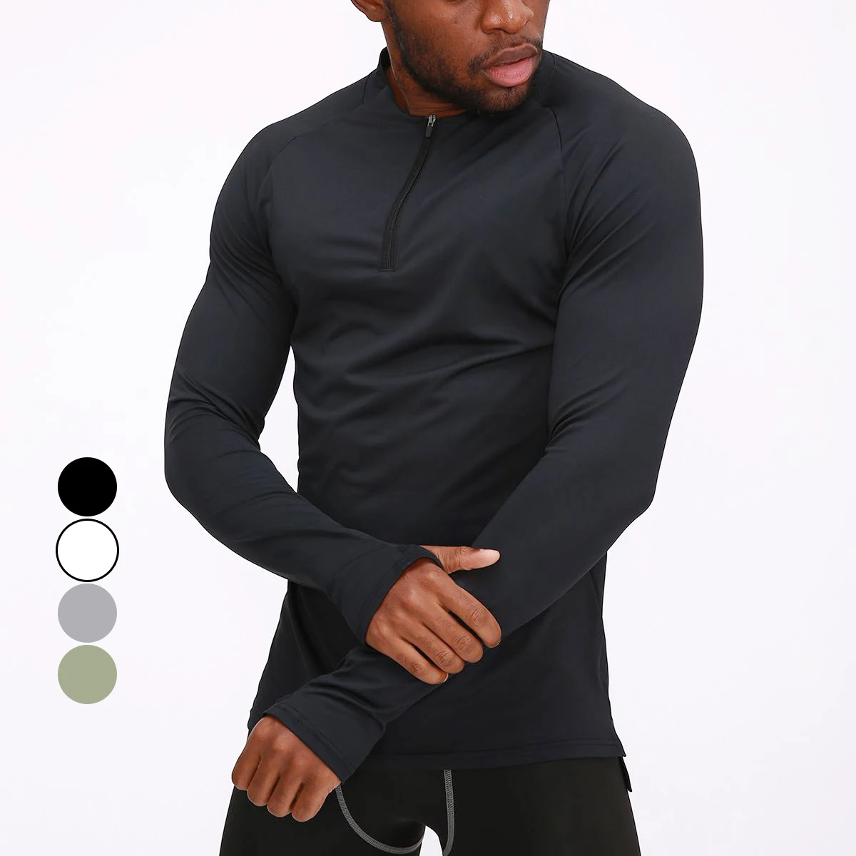 Mens Gym Long Sleeve T Shirt Custom Logo Fitness Workout Half Zip Up Long Sleeve Sweatshirt T Shirt