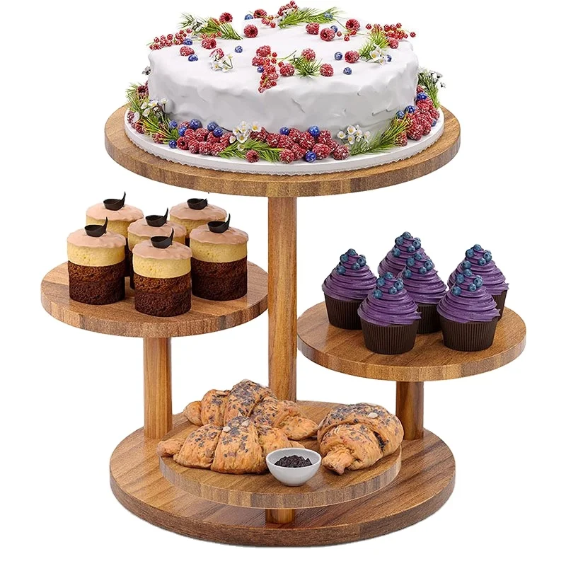 Wholesale Custom top selling Wood cake stand with Tiered Tray decoration