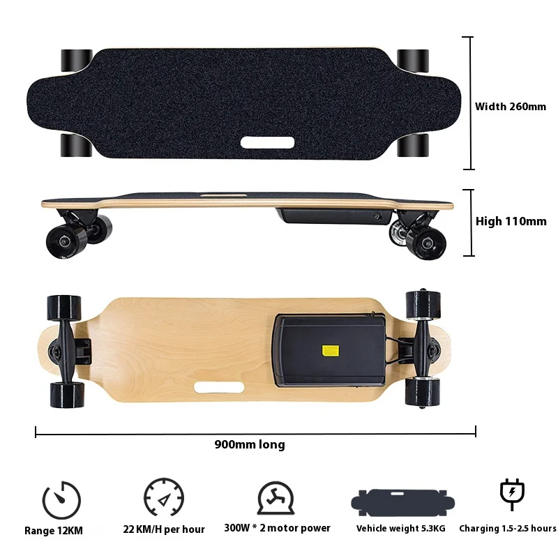 Professional Portable Electric Longboard Color-Choice Skateboard with Four Wheels Wholesale Made of Maple Wood PU Materials
