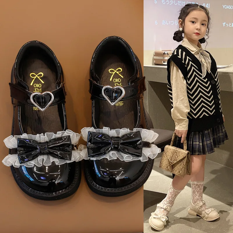  2021 Bowknot Campus Shoes For Girls Wholesale Custom Leather Kids Girl Soft Comfortable Princess Performing
