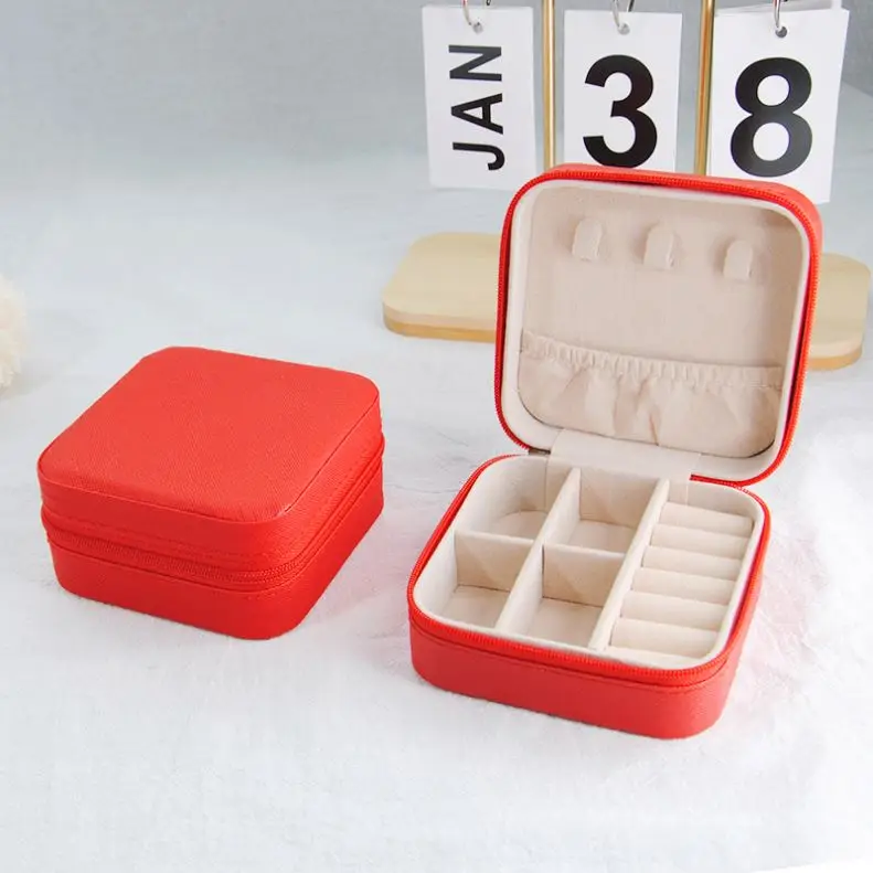 Custom  velvet jewelry case personalized travel earrings necklace jewellery organizer storage velvet jewelry box