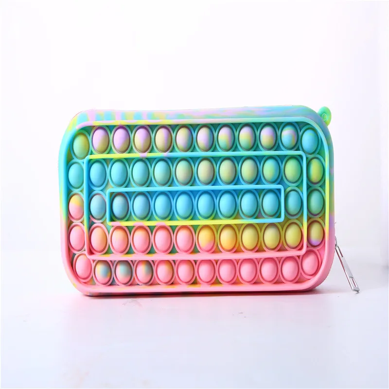 Silicone Sensory Zipper Pen Lapicera Astuccio Estojo Topper Trousse Box Bag Pouch Push Bubble Pop Fidget Toy Pencil Case