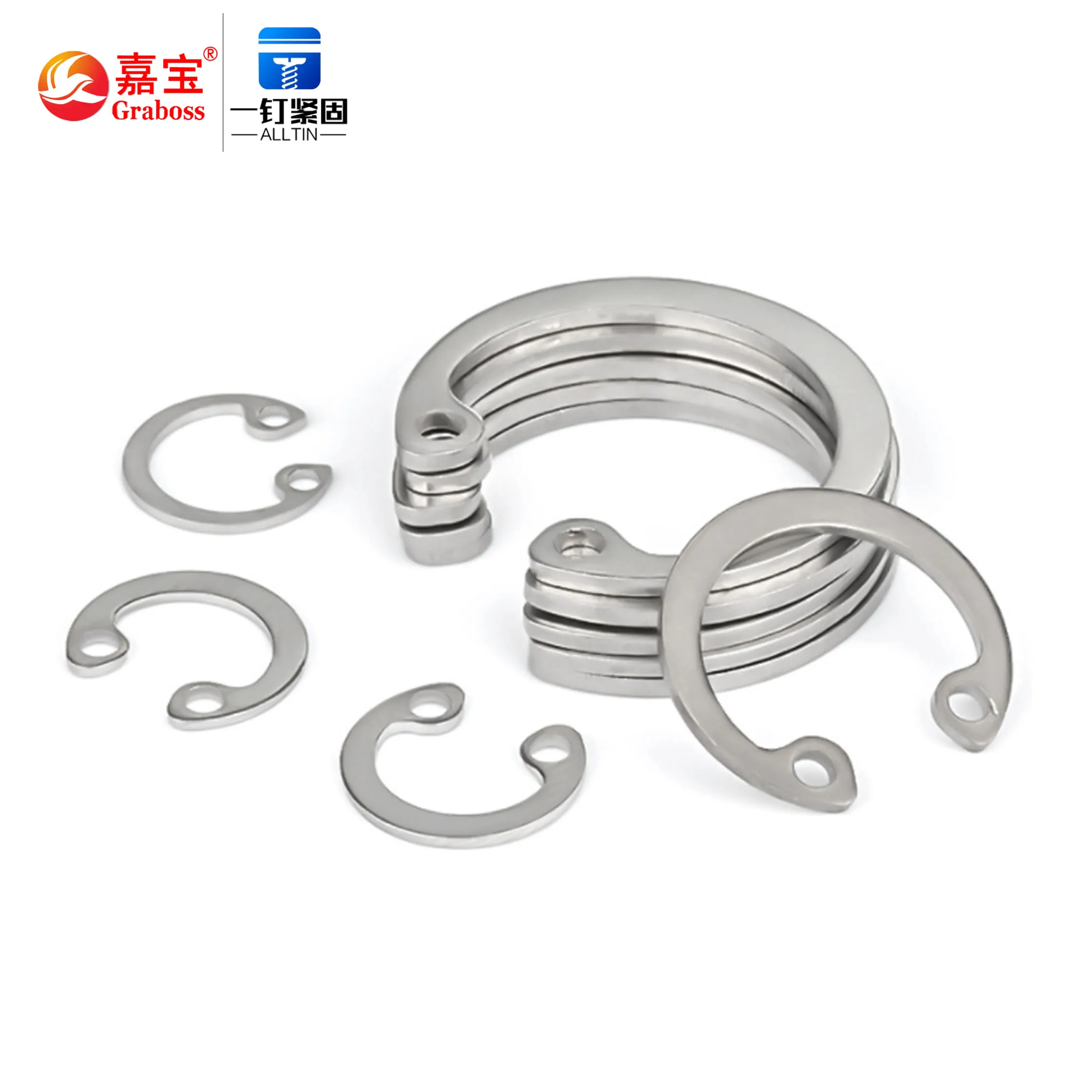 High quality Factory direct sale 304 stainless steel hole with retainer spring C-type clamp spring