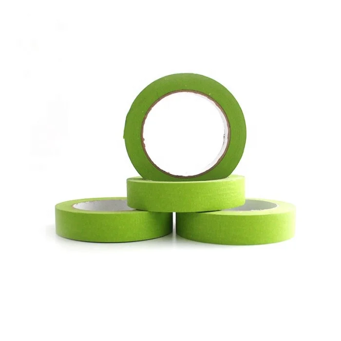 Factory Direct Sale 2inch Paper Single-Sided Pressure Sensitive Adhesive 18mm Width Automotive Green Masking Tape Jumbo Roll